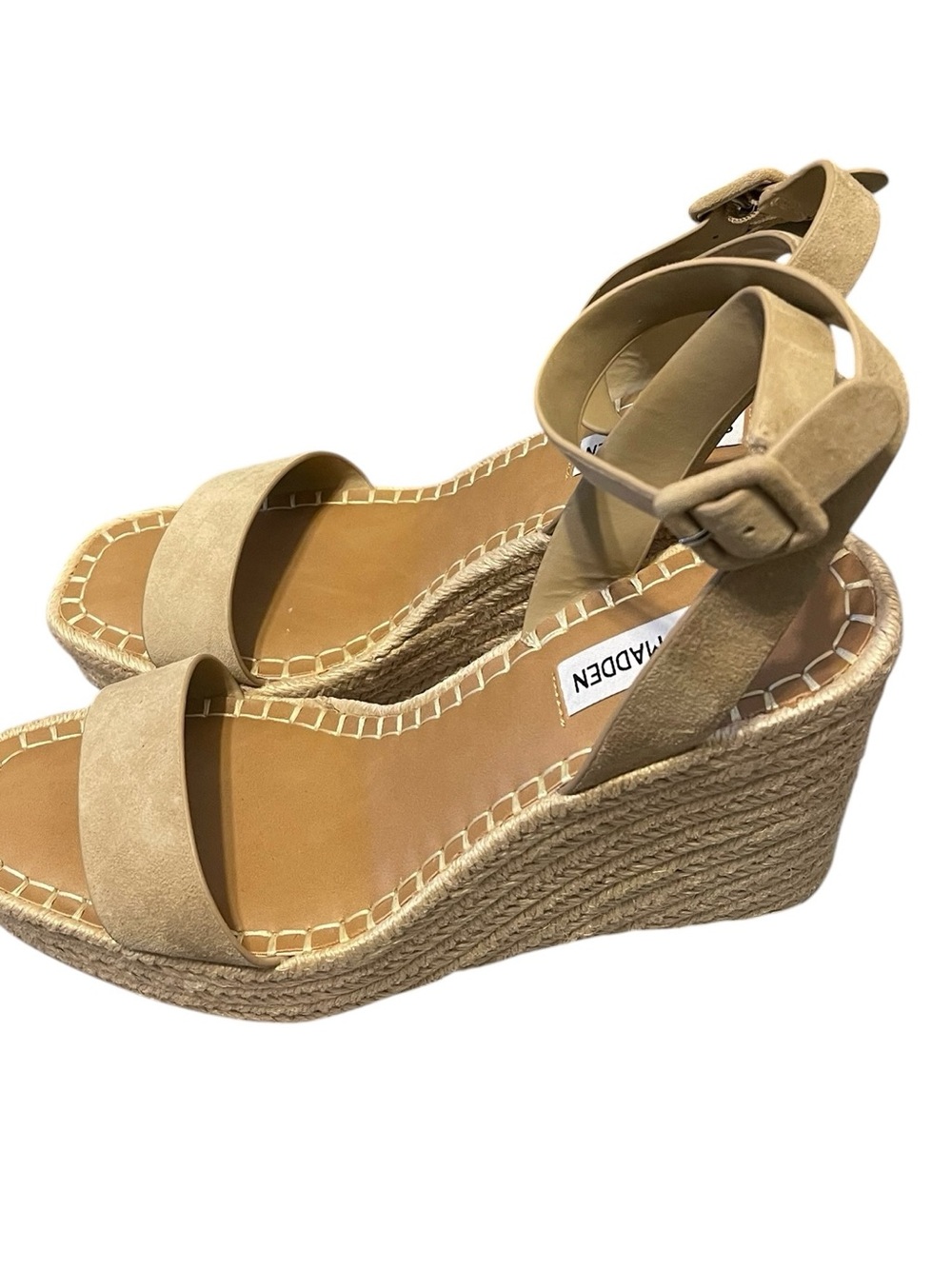 Steve Madden Tan Suede Wedge Sandal Granola Neutral sz 9 NIB - Picture 5 of 11